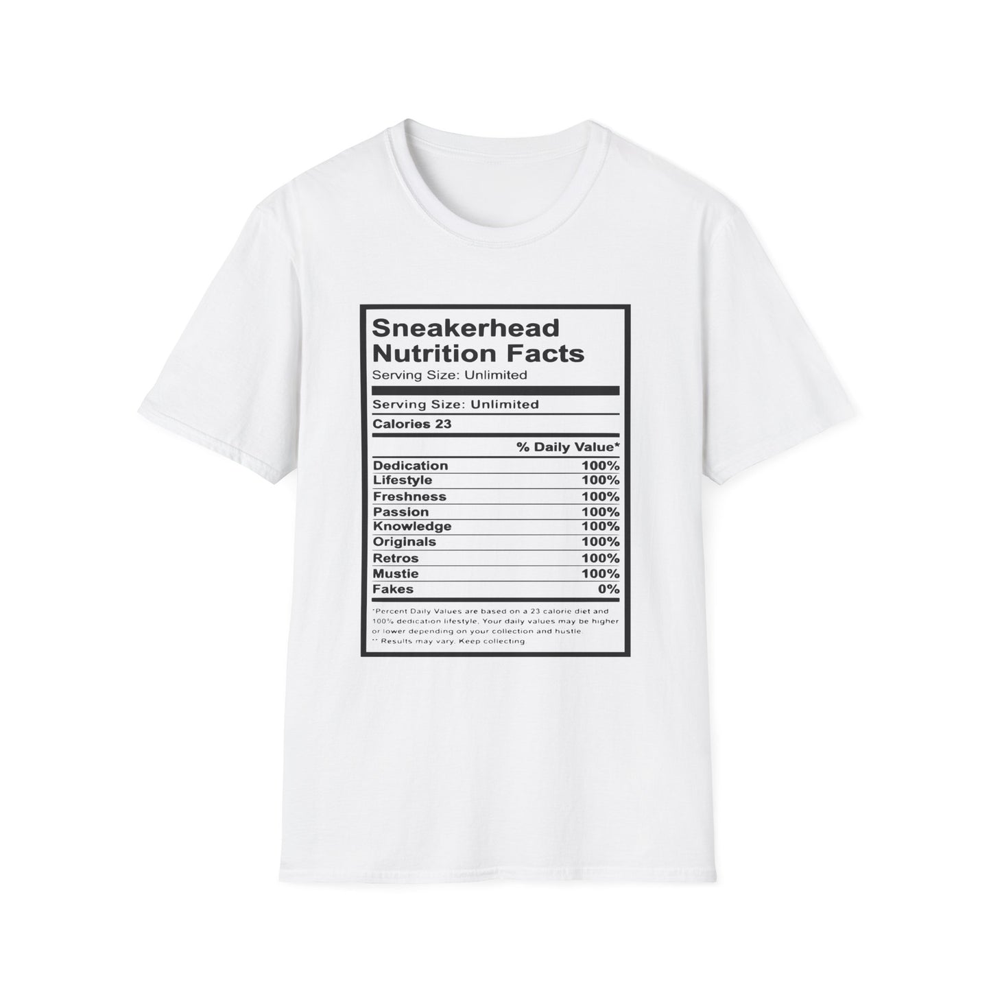 Sneakerhead Nutrition Facts T-Shirt | Cool Graphic Tee for Sneaker Lovers, Gift for Sneakerheads, Casual Streetwear, Unique Apparel