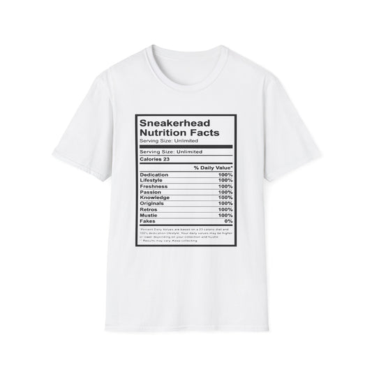 Sneakerhead Nutrition Facts T-Shirt | Cool Graphic Tee for Sneaker Lovers, Gift for Sneakerheads, Casual Streetwear, Unique Apparel