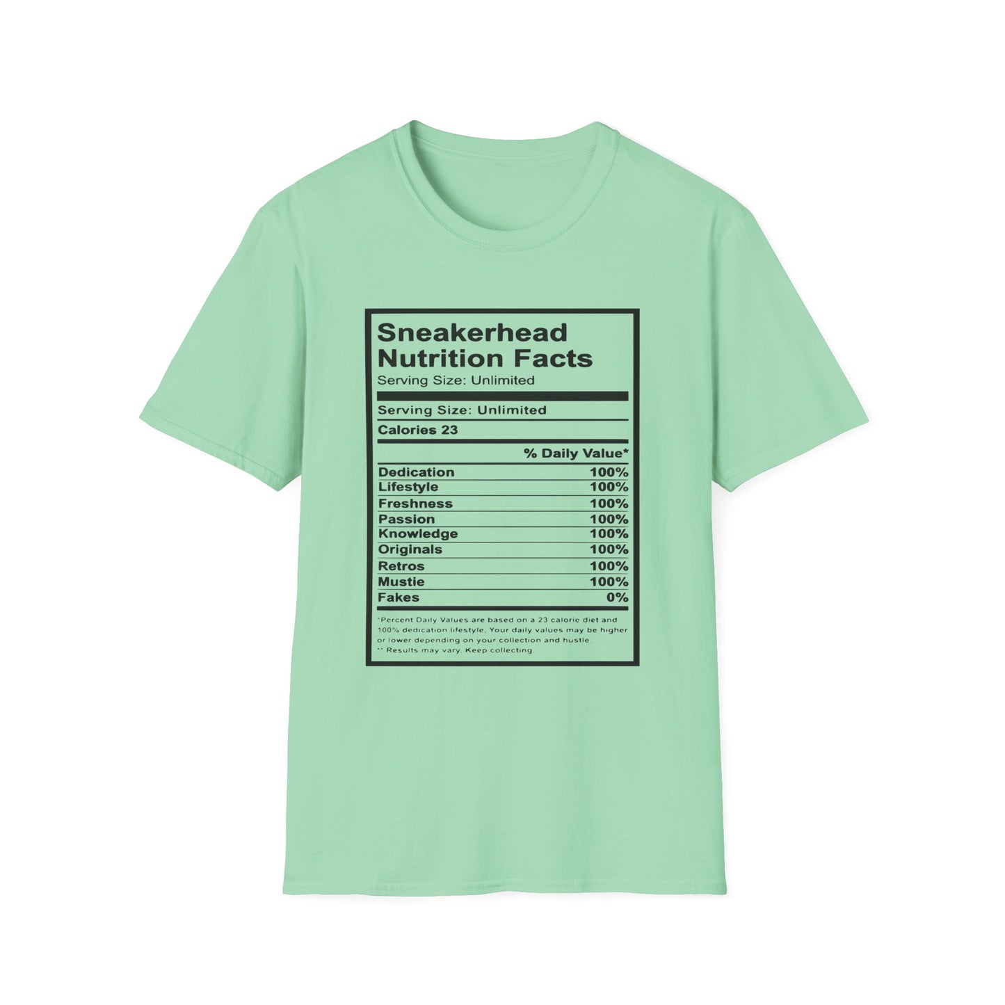 Sneakerhead Nutrition Facts T-Shirt | Cool Graphic Tee for Sneaker Lovers, Gift for Sneakerheads, Casual Streetwear, Unique Apparel